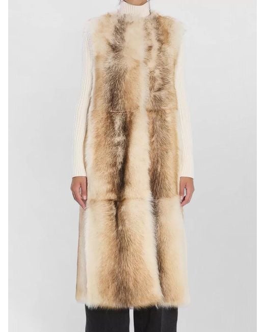 Yves Salomon Natural Lamb Fur Long Vest