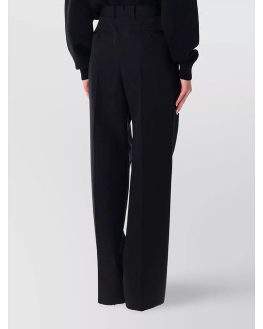 Tom Ford Black Wool High-Rise Pleated Wide-Leg Tailored Trousers