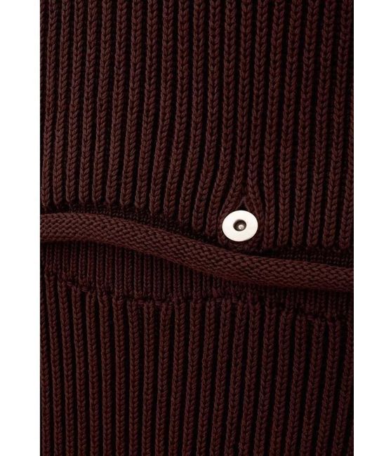 Bottega Veneta Brown Viscose Turtleneck Dress Long Sleeves Buttons