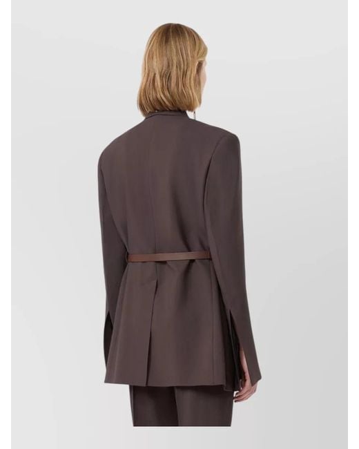 Sportmax Brown Belted Tailored Jacket Long Sleeves Lapels