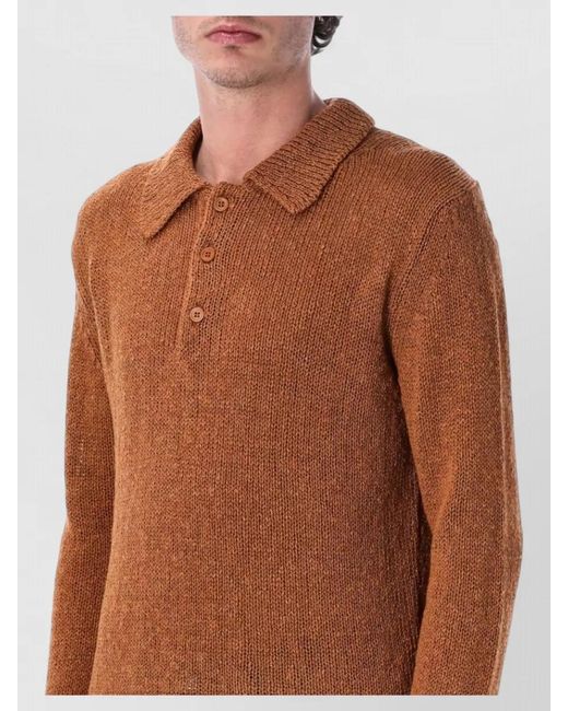 sunflower Blue Textured Knit Long-Sleeve Polo Sweater for men