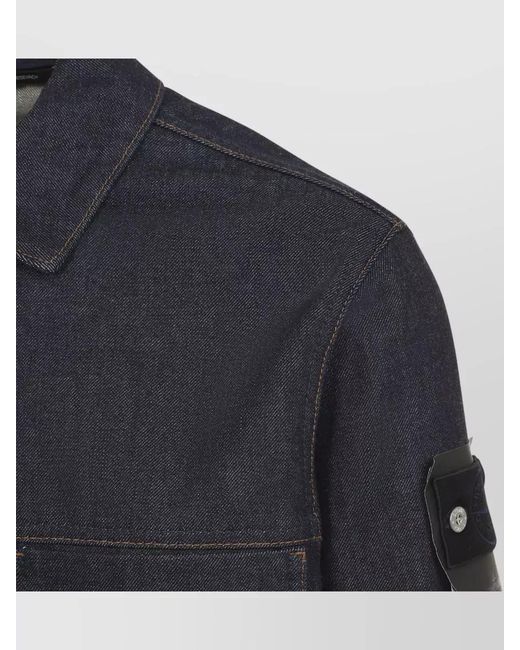 Stone Island Blue Denim Biker Jacket for men