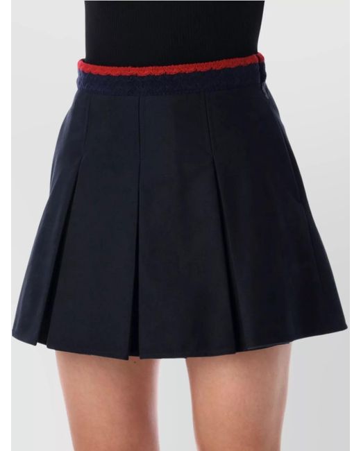 Moncler Black Pleated Cotton Mini Skirt