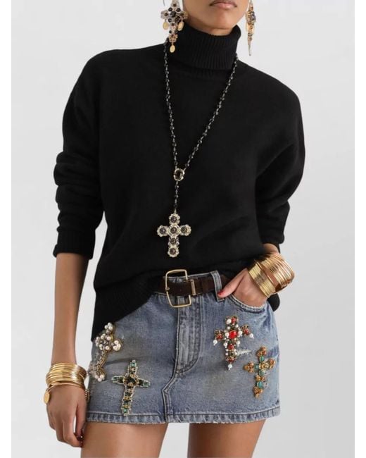 Dolce & Gabbana Black Wool Turtleneck Sweatshirt