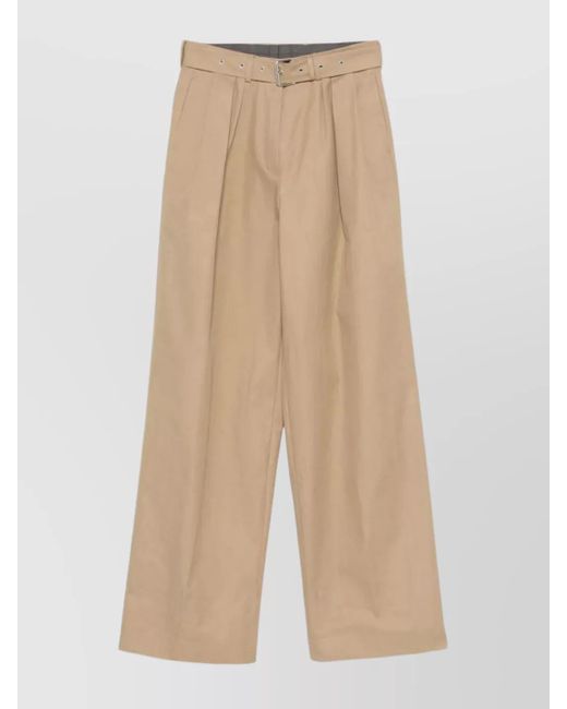 Dries Van Noten Natural Wide-Leg High Waist Trousers With Pleats And Pockets