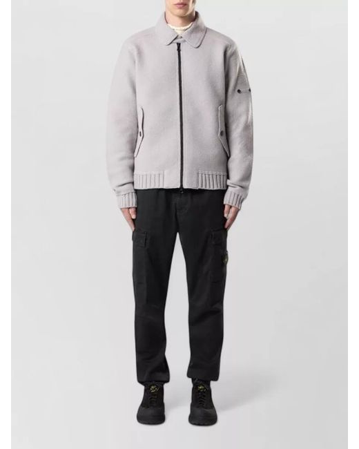 Stone Island Black Utility Pants Elastic Waist Cargo Pockets Cuffs for men