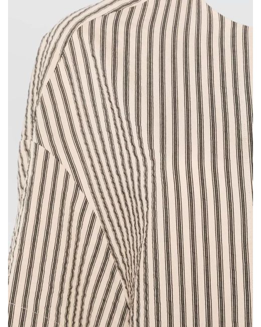 Alysi Natural Cotton Blend Dress Short Sleeves Stripes