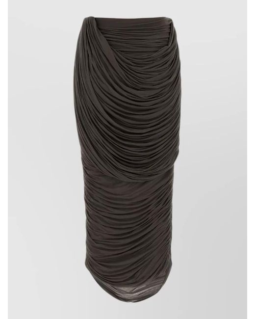 Magda Butrym Black Draped Midi Skirt