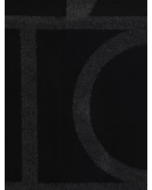 Totême Black Wool Monogram Scarf