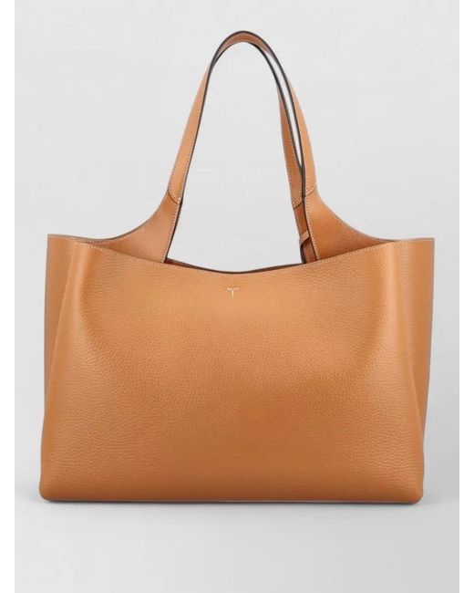 Tod's Brown T Medium Leather Structured Shoulder Tote