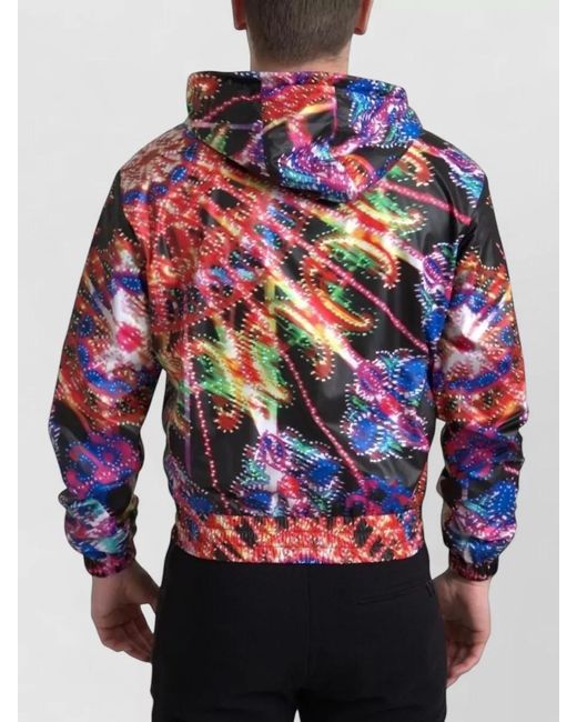 Dolce & Gabbana Black Printed Hooded Jacket for men