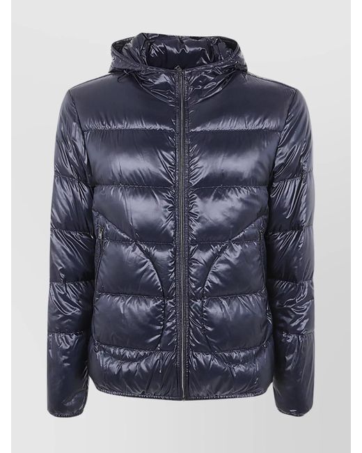 Herno Blue Padded Jacket With Hood And Quilted Finish for men