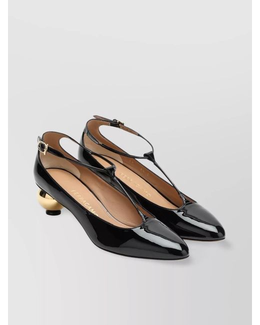 Ferragamo Multicolor Patent T-Strap Pumps
