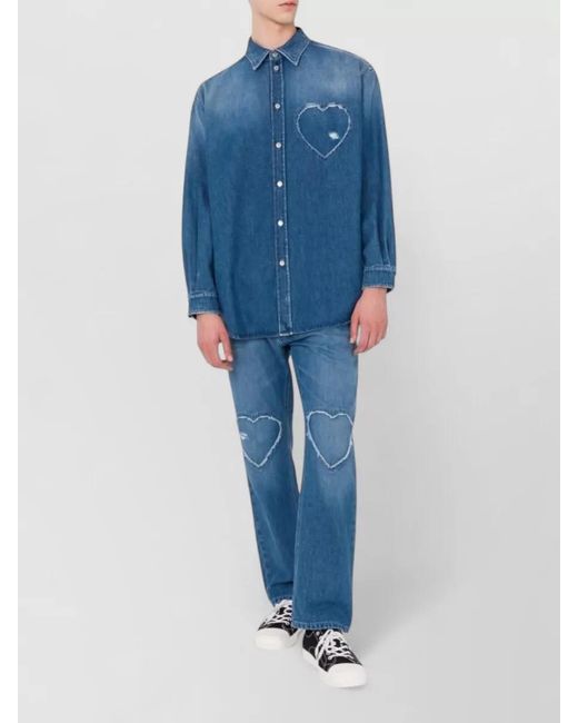 Moschino Blue Straight-Leg Trousers for men