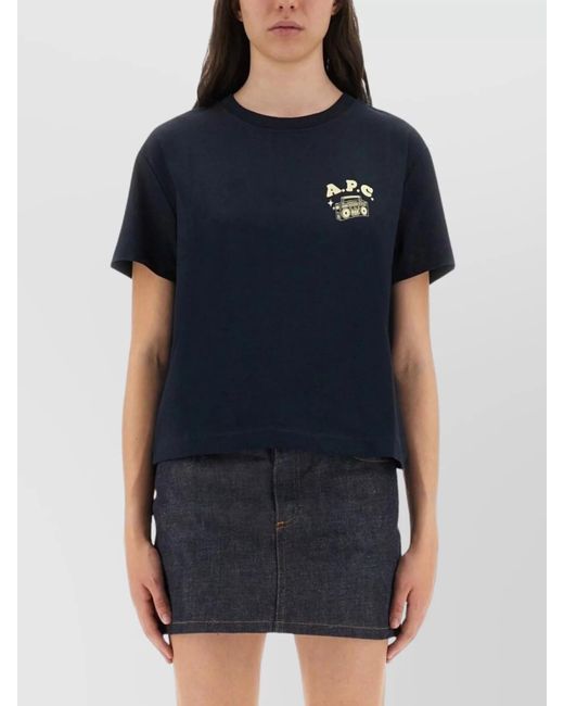 A.P.C. Blue "Graphic Print" Boxy Fit Crew Neck T-Shirt