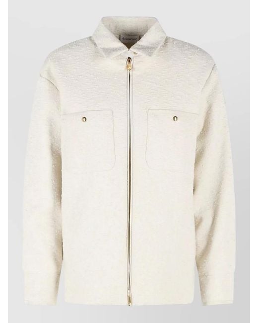 Moncler Natural Padded Cotton Blend Shirt Jacket