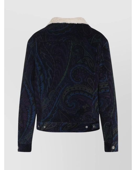Etro Blue Printed Cotton Fitted Jacket