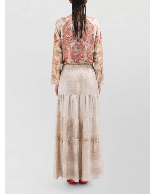 Pierre Louis Mascia Natural Silk Paisley Maxi Skirt