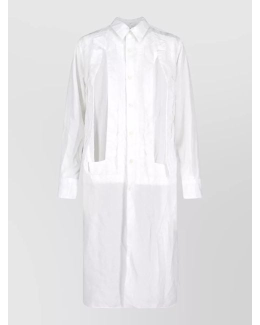 Comme des Garçons White Collared Long Sleeve Textured Top Front Pockets
