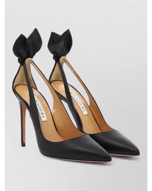 Aquazzura Black Leather Bow Tie Pumps 105 Mm
