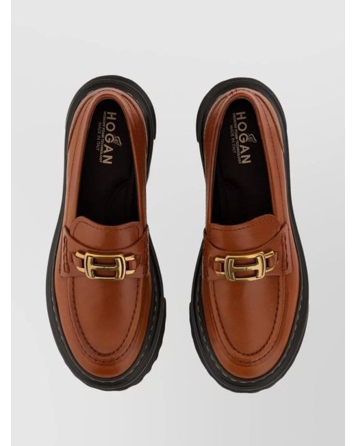 Hogan Brown Leather Loafers