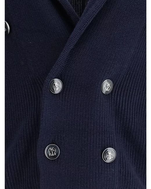 Brunello Cucinelli Blue Cotton Cardigan for men