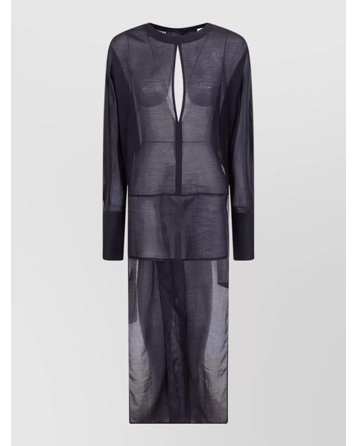 DARKPARK Blue Marine Shirt Dress Keyhole Neckline Voile