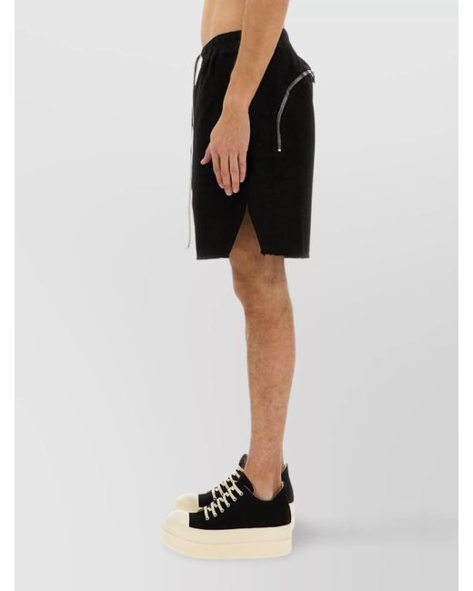 Rick Owens Black Cotton Drop-Crotch Shorts for men