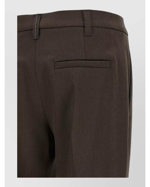 Brunello Cucinelli Brown Monile Tailored Tapered Virgin Wool Pants
