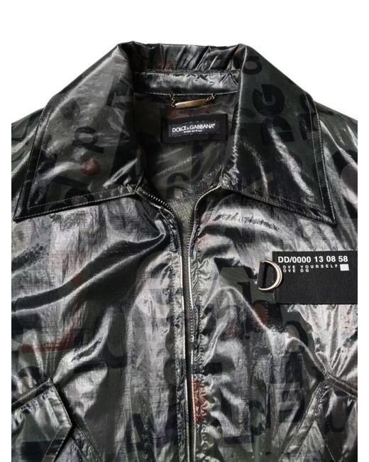 Dolce & Gabbana Black Logo Print Bomber Jacket for men