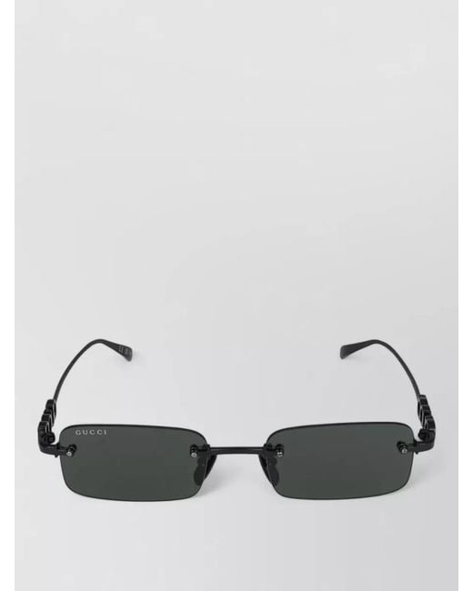 Gucci Gray Sunglasses Gg1808S 001 Metal Rectangle for men