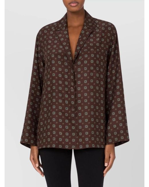 Moschino Brown Silk Printed Long-Sleeve Shirt