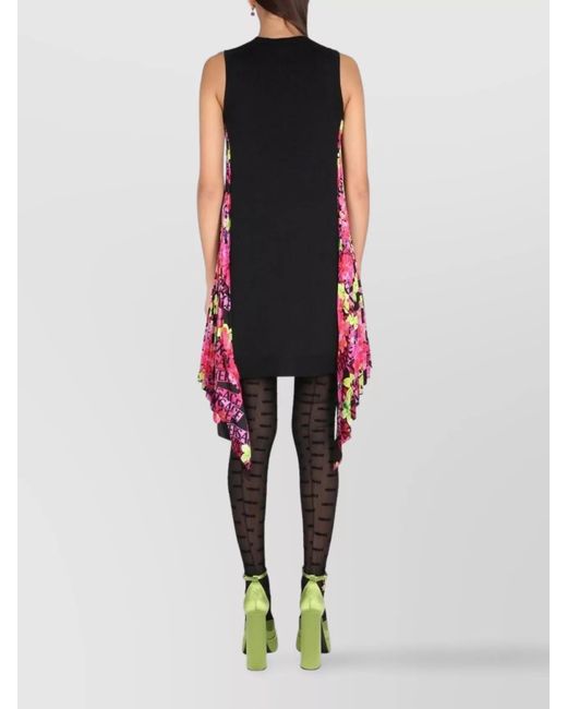 Versace Black Pleated Wool Mini Dress