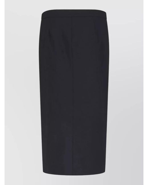 Dondup Blue High Waisted Midi Skirt Side Slit