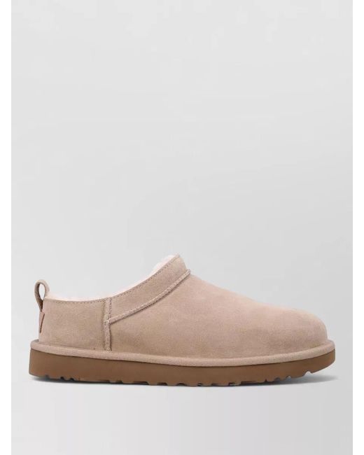 Ugg Natural Micro Slippers Pull Tab Round Toe Rubber Sole