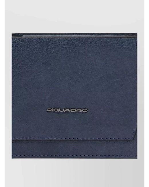 Piquadro Blue Compact Bi Fold Leather Wallet And Cardholder