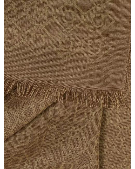 Ferragamo Natural Wool Scarf All Over Pattern Fringes for men
