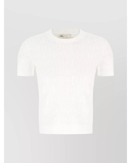 Tory Burch White Viscose Blend Top With Breathable Design