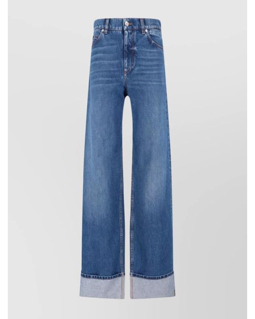 Dolce & Gabbana Blue Wide-Leg Trousers With Pockets And Cuffs