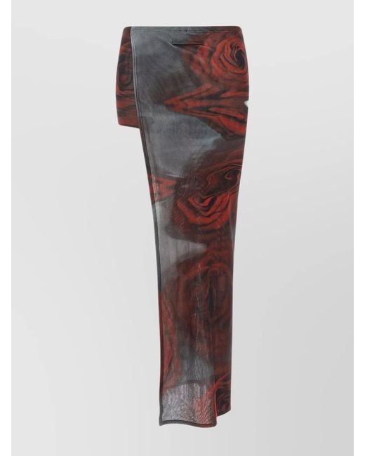 Jean Paul Gaultier Brown Printed Asymmetric Midi Skort