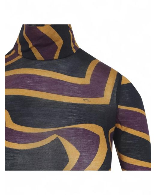 Emilio Pucci Black Printed Turtleneck Long-Sleeve Top