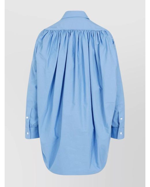 Bottega Veneta Blue Oversized Cotton Shirt Dropped Shoulders