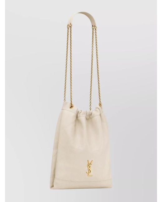 Saint Laurent White Jamie Pochon Leather Shoulder Bag