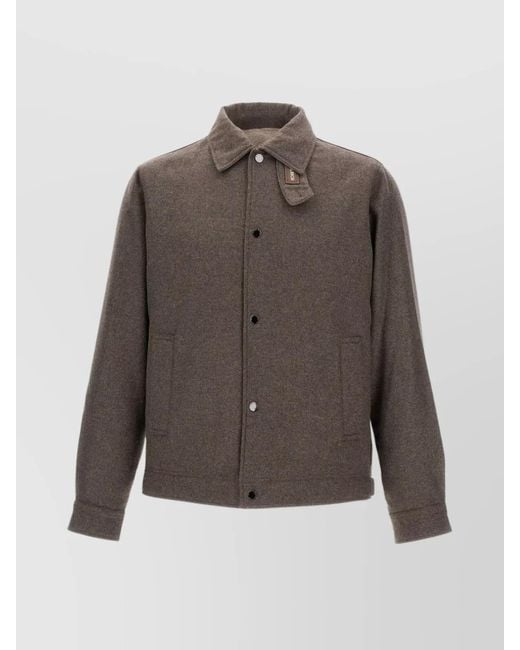 Woolrich Gray Adjustable Waist Overshirt Pockets for men