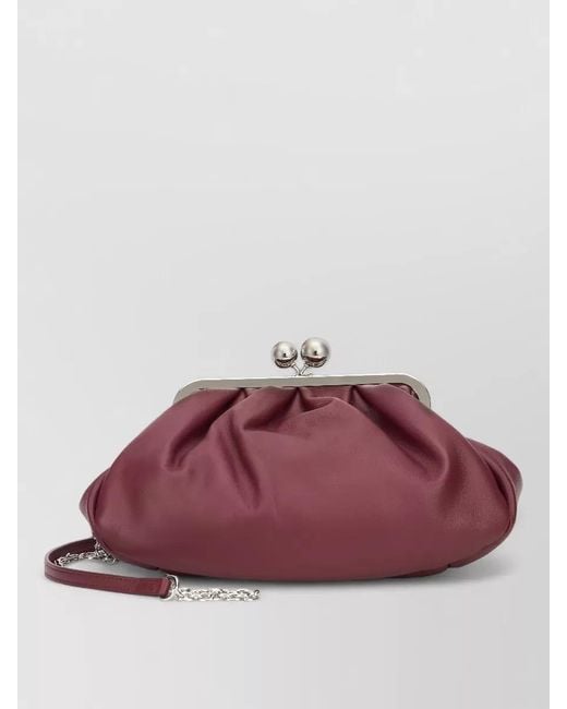Weekend by Maxmara Purple Clutch Bag Metal Frame Chain Shoulder Strap