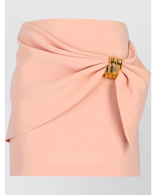 Elisabetta Franchi Pink Skirt Featuring Decorative Bow Tone Hardware