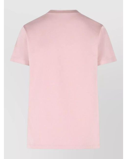 Moncler Pink Logo Patch Crewneck T-Shirt