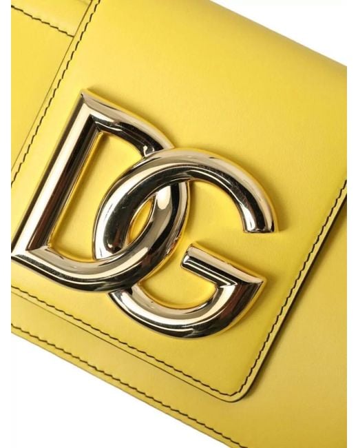 Dolce & Gabbana Yellow Leather Dg Logo Sicily Shoulder Bag