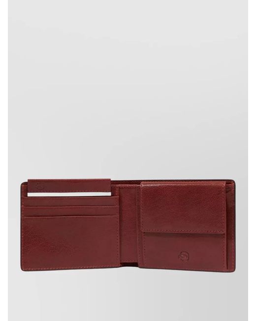 Piquadro Red Compact Bi Fold Wallet And Cardholder