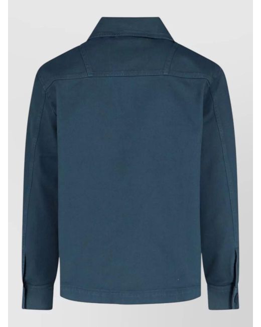 Closed Blue Jacket Collared Design Chest And Front Pockets for men